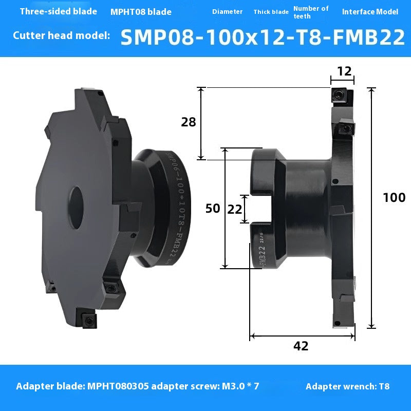 2082-CNC SMP 3 face and face milling cutter head saw blade sleeve indexable milling T-slot cutter head MPHT06 0812 Shandong Denso Pricision Tools Co.,Ltd.
